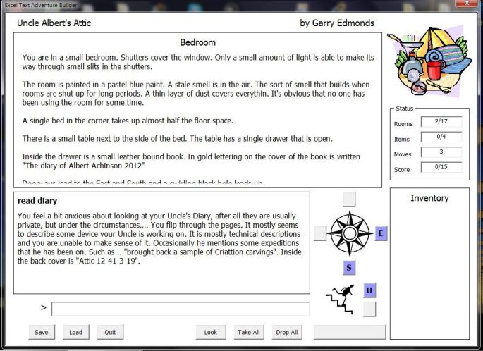 Excel Text Adventure Builder Game Screen